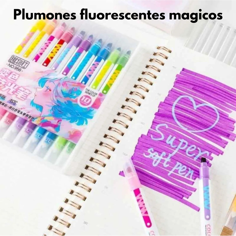 PLUMONES FLUORESCENTES DE DOBLE PUNTA