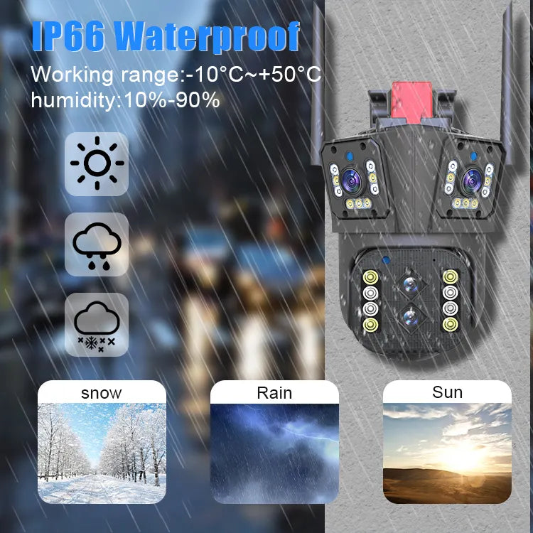 CAMARA TRIPLE LENTE CON SIRENA + Micro SD 128GB