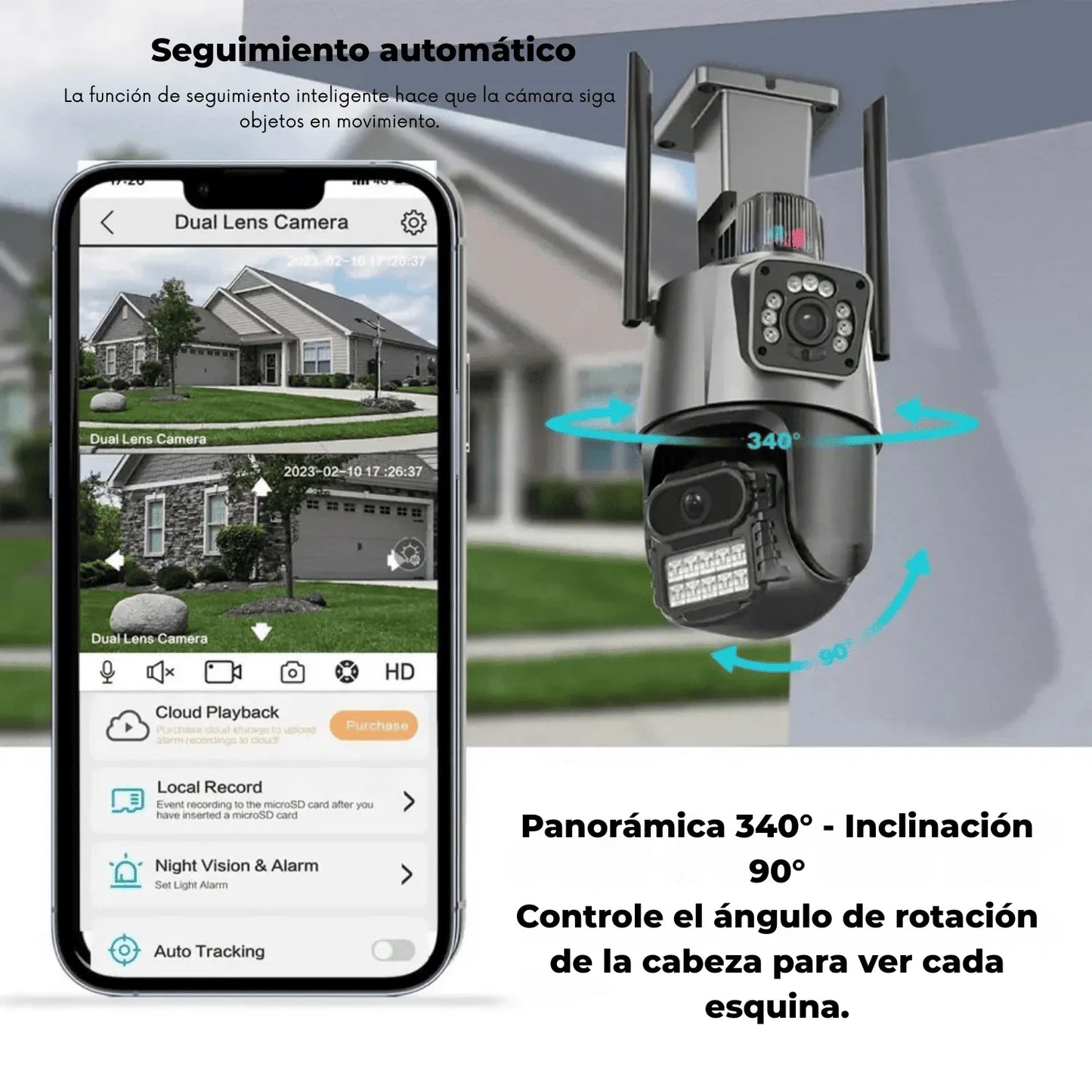 Cámara de seguridad Doble Lente + Micro SD 128GB
